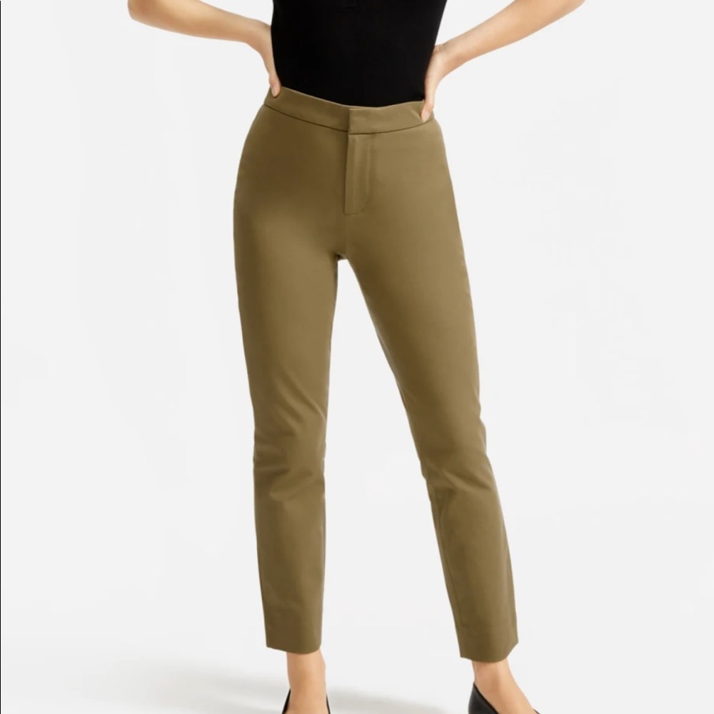 Everlane Fixed Waist Work Pants Olive Green